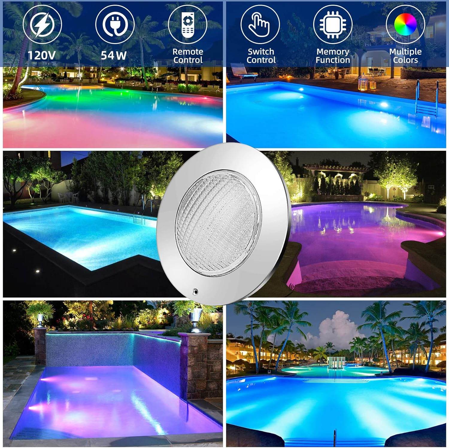 Changement multiples de piscine LED imperméable IP68 de haute qualité 